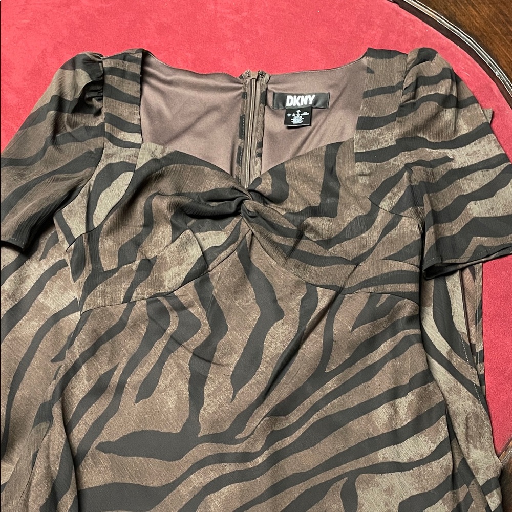 DKNY Animal Print Dress in Black and Brown